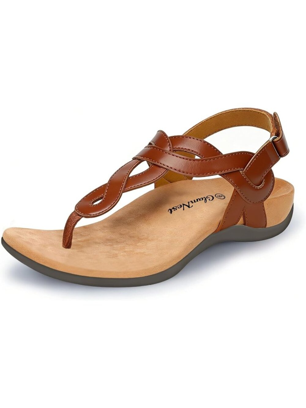 Women’s Brown Comfortable Arch Support Casual Thong T-Strap Supportive Sandals